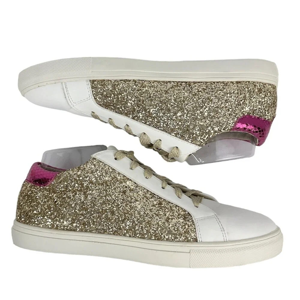 Camel Toes Women’s 11 Pink Gold Metallic Glitter Leather Sneakers Fashion Shoes